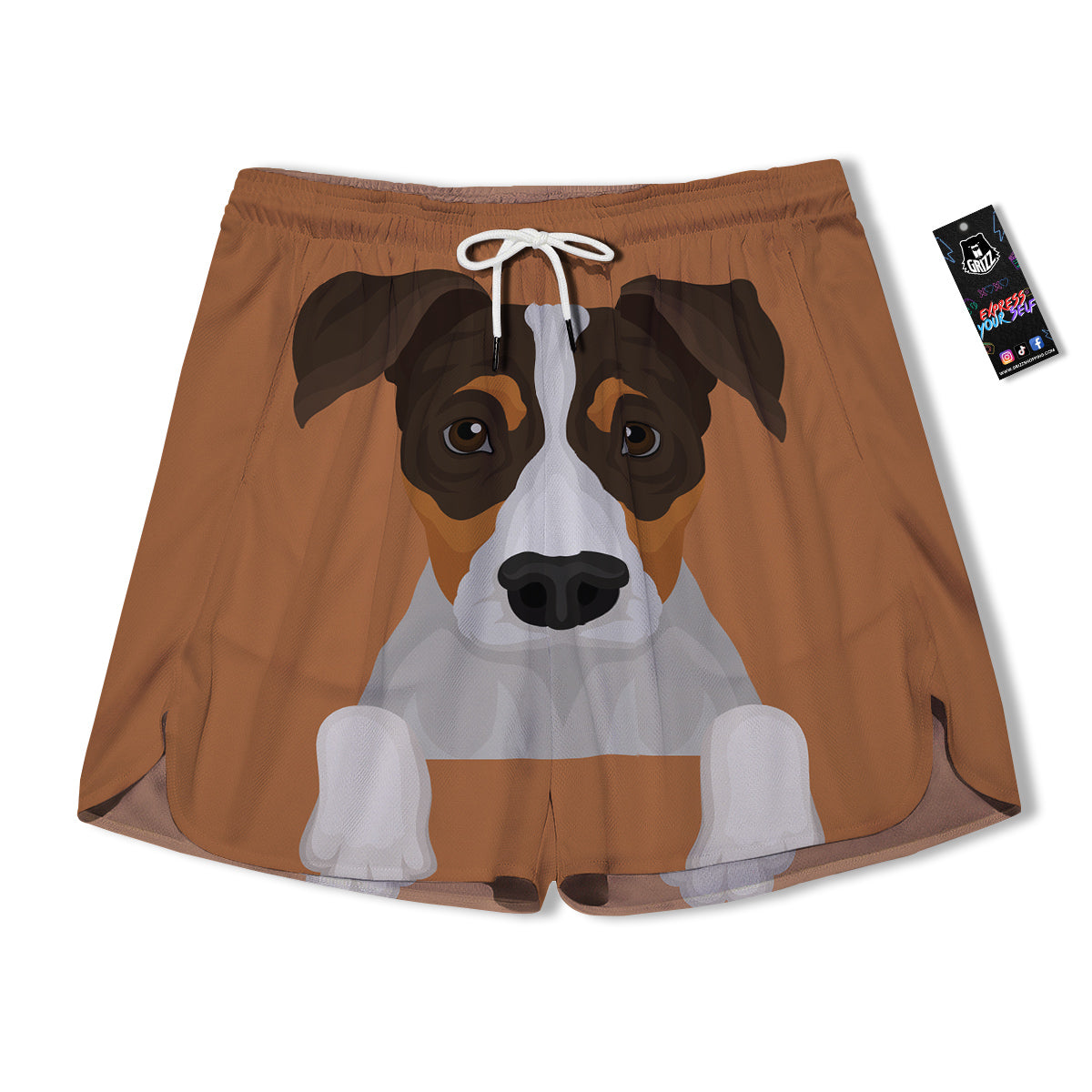 Jack Russell Terrier Cartoon Print Men's Running Shorts-grizzshop