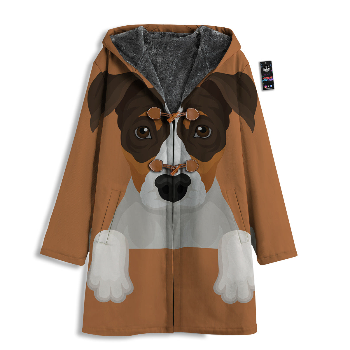 Jack Russell Terrier Cartoon Print Men's Windbreaker Jacket-grizzshop