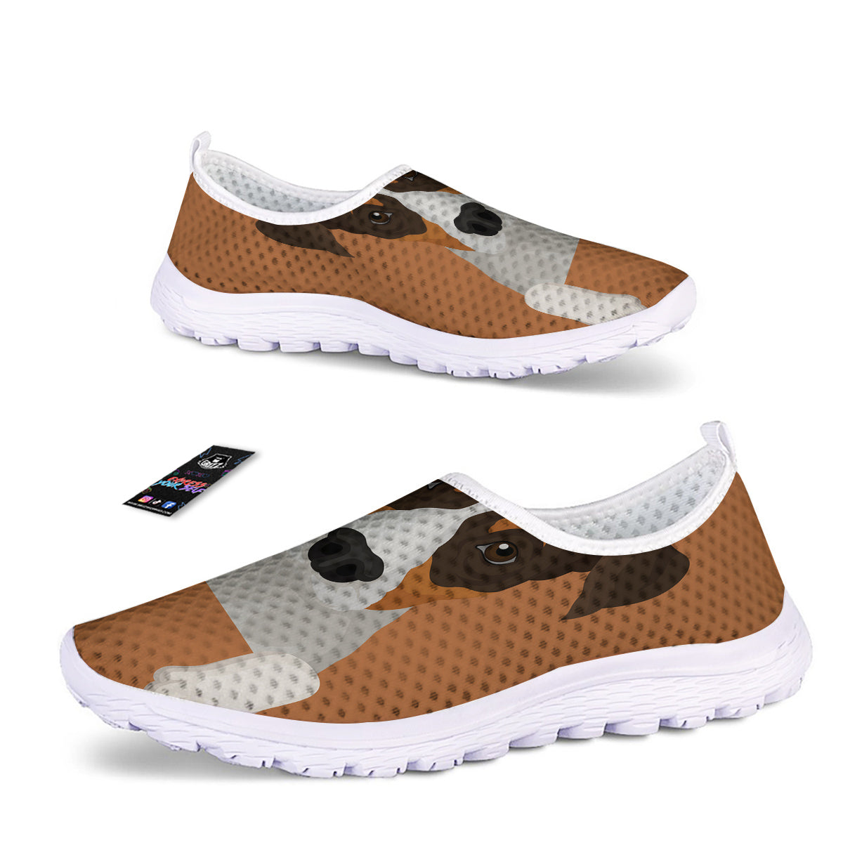 Jack Russell Terrier Cartoon Print Nurse Shoes-grizzshop