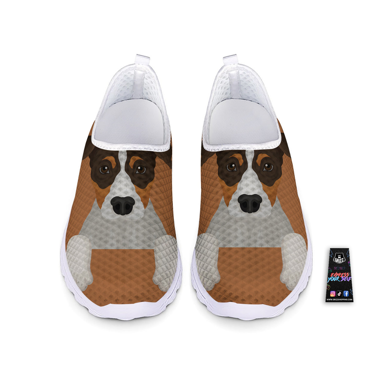 Jack Russell Terrier Cartoon Print Nurse Shoes-grizzshop