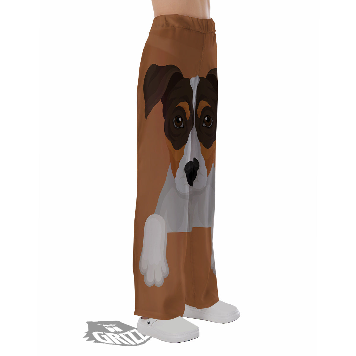 Jack Russell Terrier Cartoon Print Pajama Pants-grizzshop