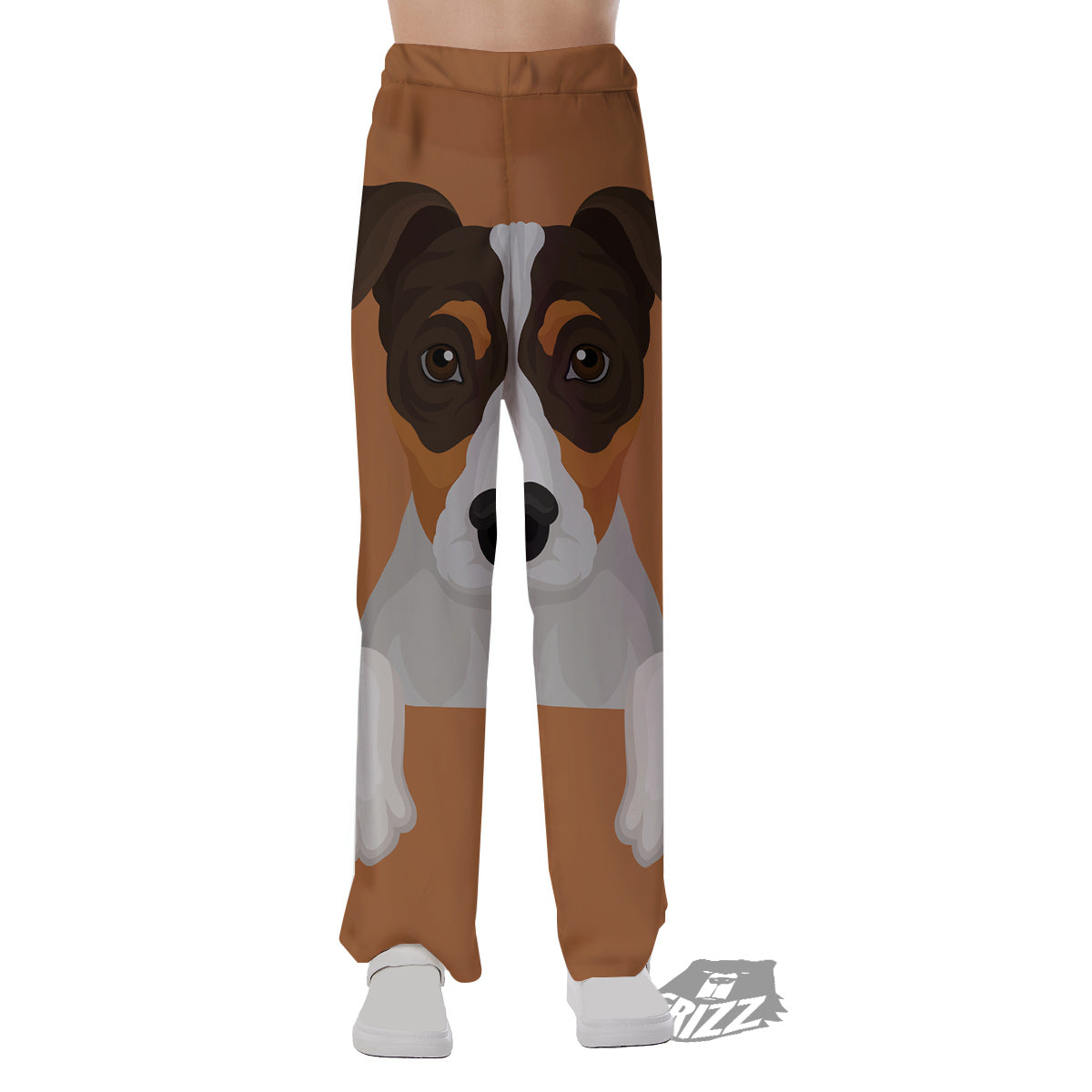 Jack Russell Terrier Cartoon Print Pajama Pants-grizzshop