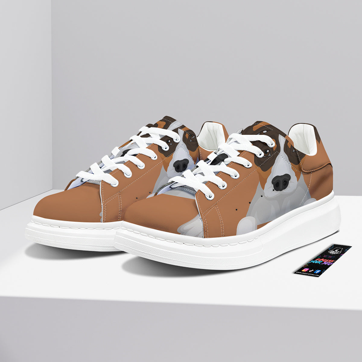 Jack Russell Terrier Cartoon Print Platform Shoes-grizzshop