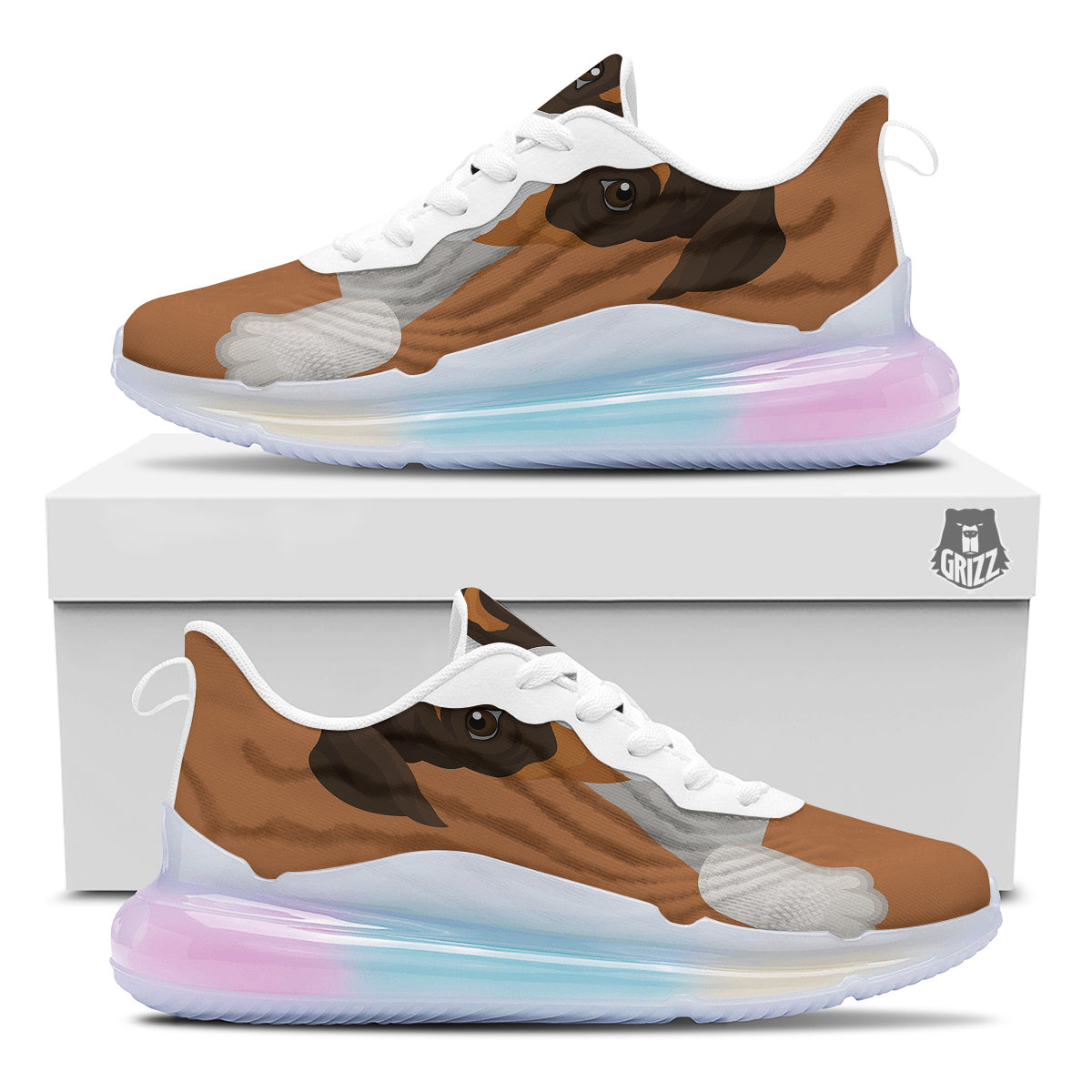 Jack Russell Terrier Cartoon Print Running Sneakers-grizzshop