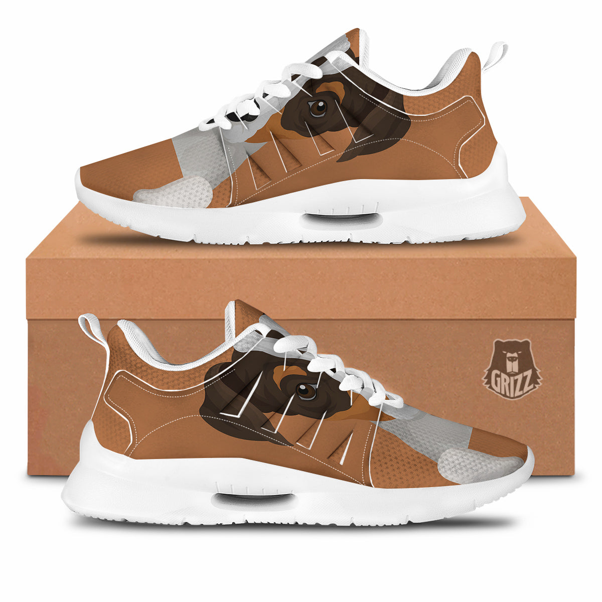 Jack Russell Terrier Cartoon Print Tennis Shoes-grizzshop