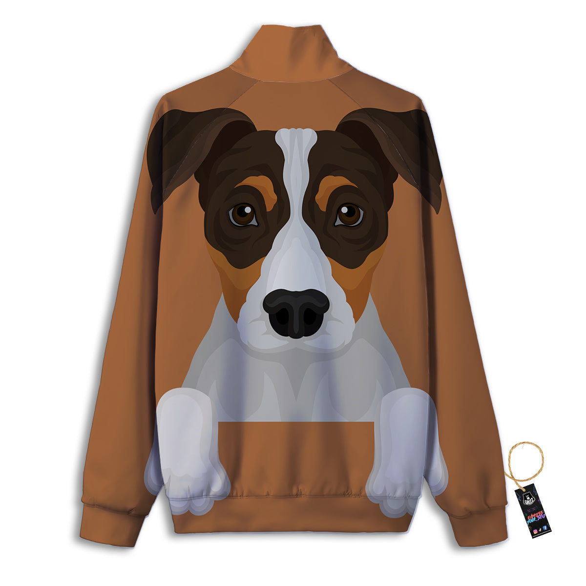 Jack Russell Terrier Cartoon Print Track Jacket-grizzshop