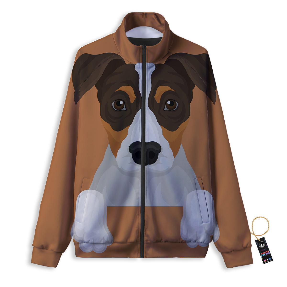 Jack Russell Terrier Cartoon Print Track Jacket-grizzshop