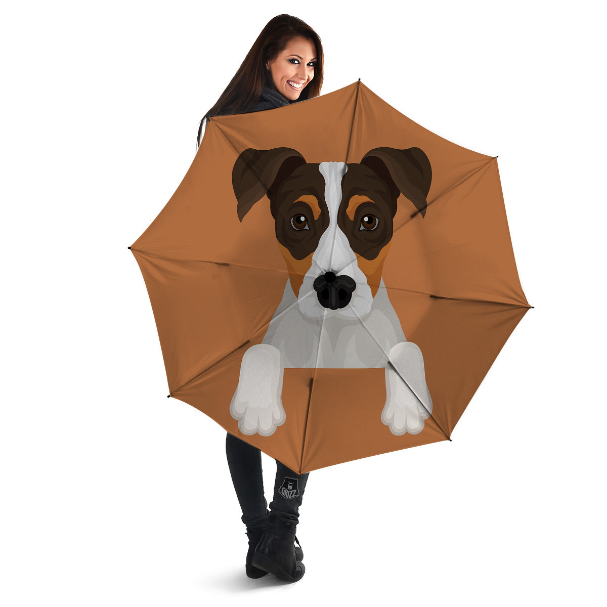 Jack Russell Terrier Cartoon Print Umbrella-grizzshop