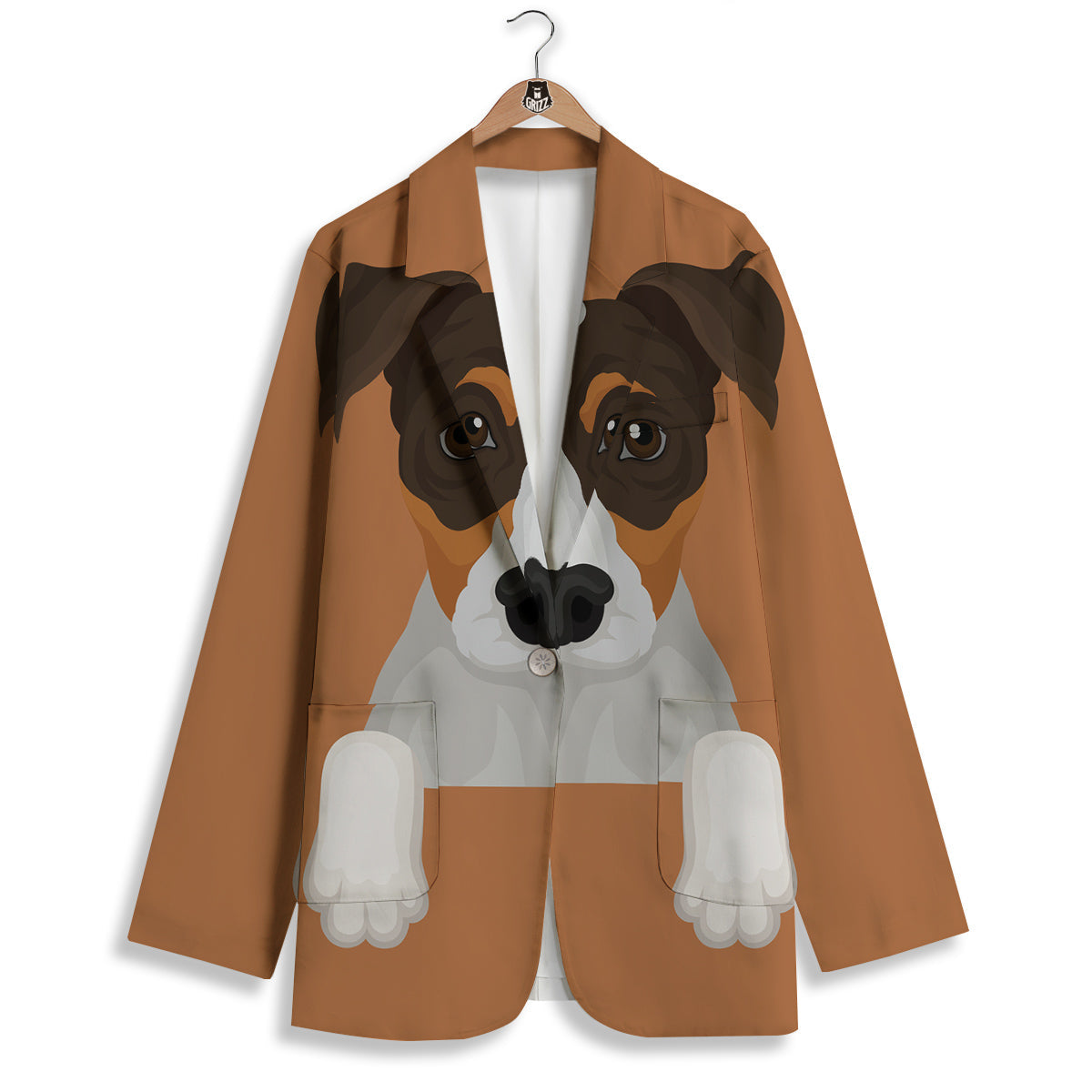 Jack Russell Terrier Cartoon Print Women's Blazer-grizzshop