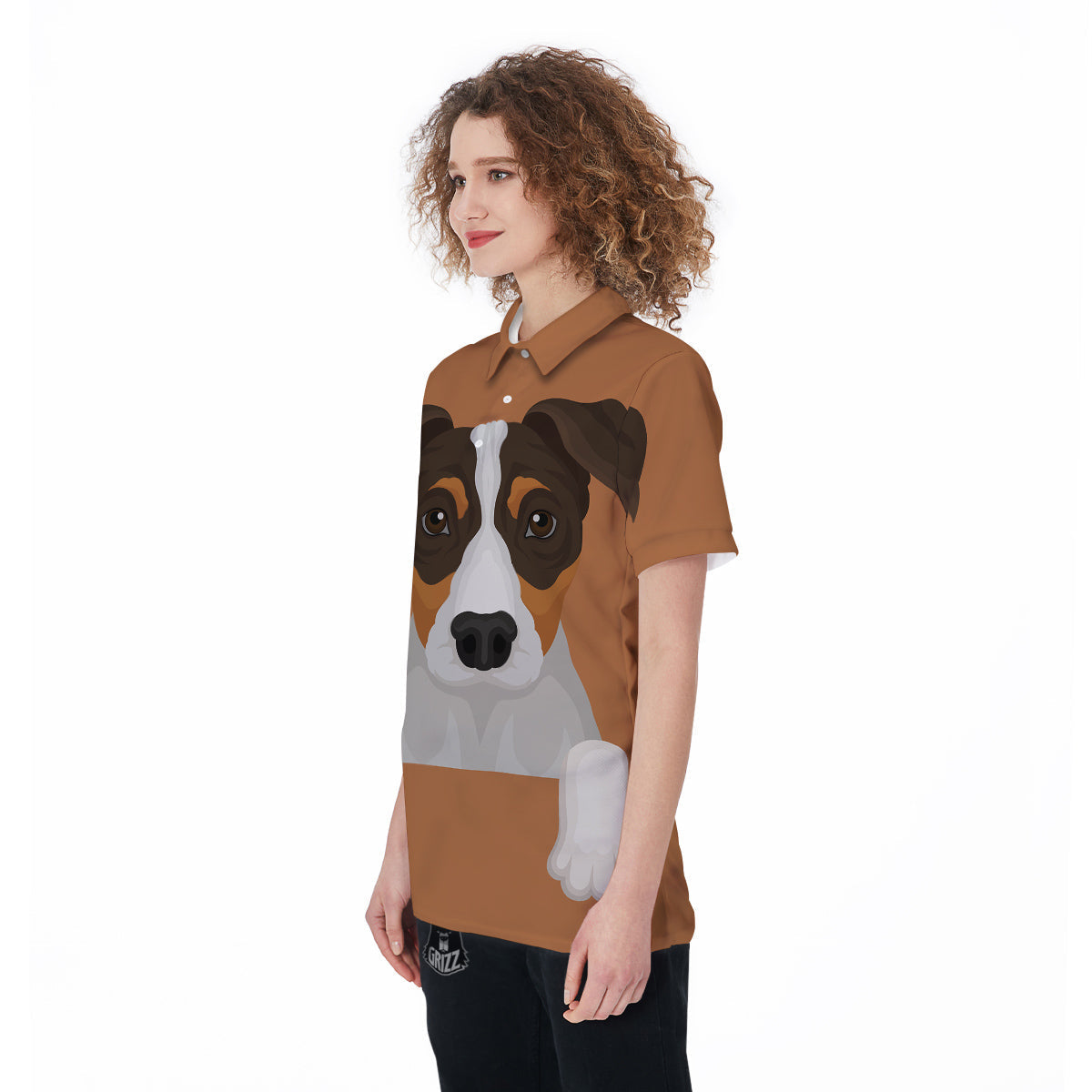 Jack Russell Terrier Cartoon Print Women's Golf Shirts-grizzshop