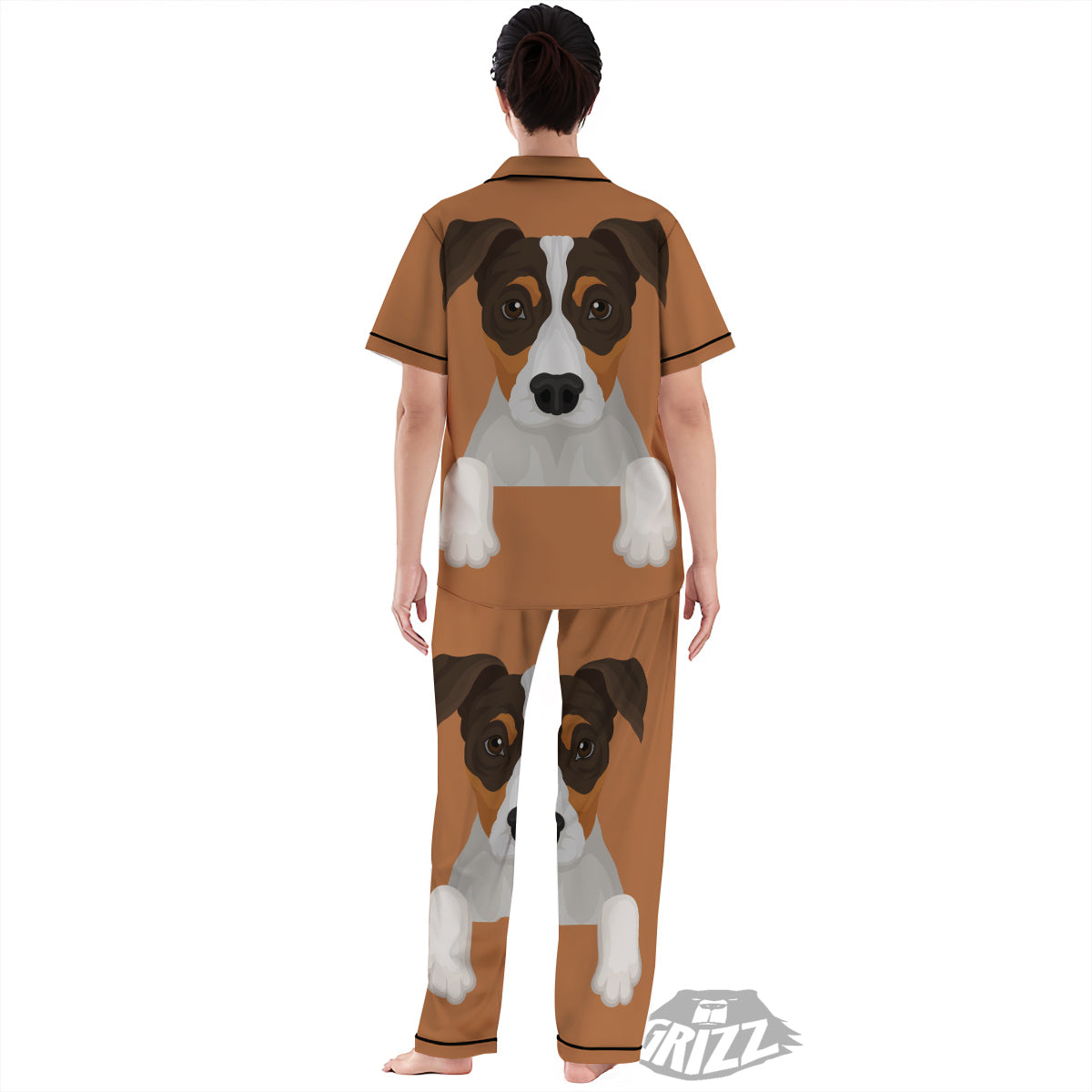 Jack Russell Terrier Cartoon Print Women's Pajamas Set-grizzshop