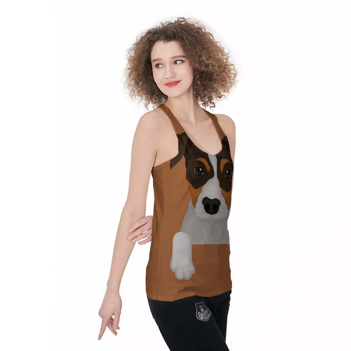 Jack Russell Terrier Cartoon Print Women's Racerback Tank Top-grizzshop