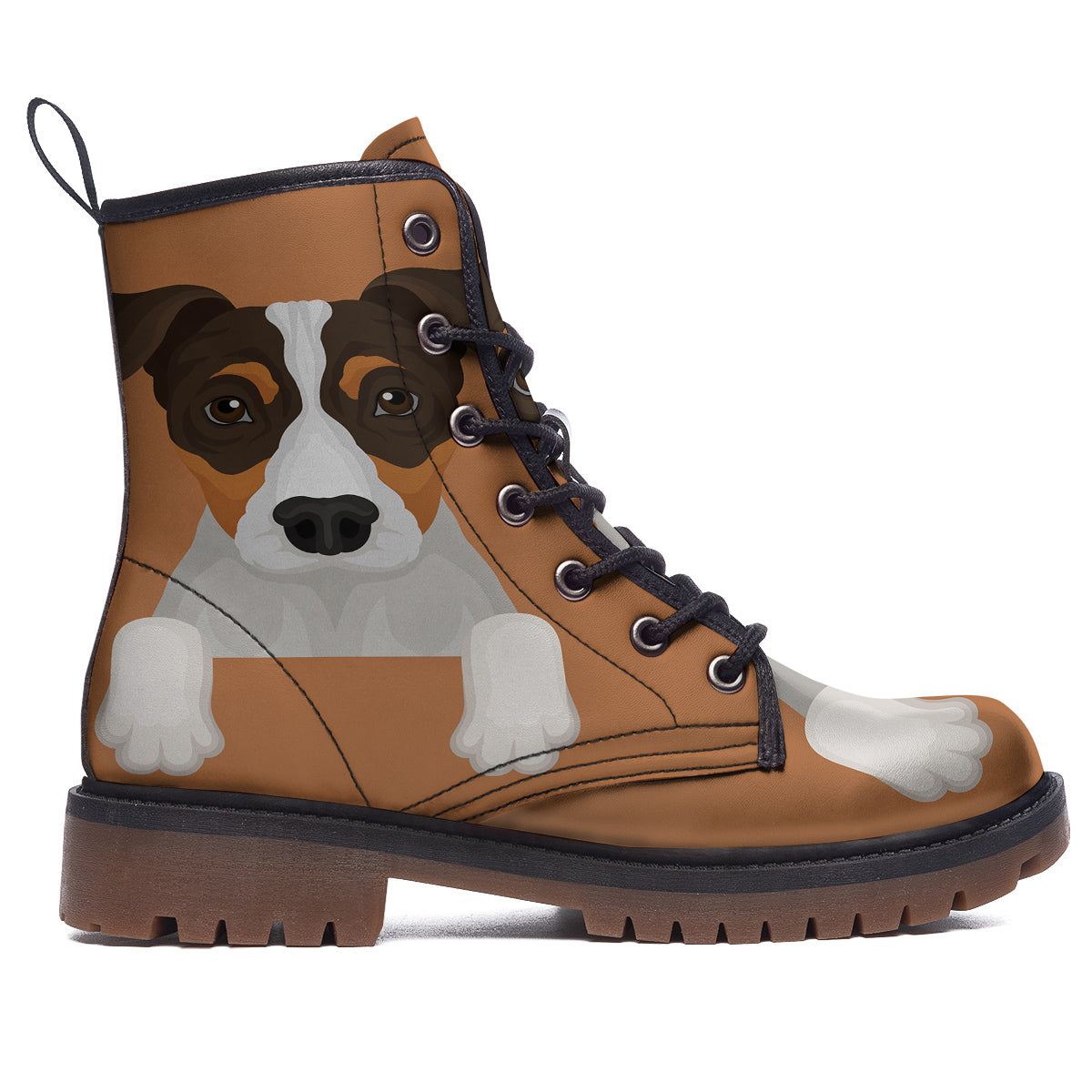 Jack Russell Terrier Cartoon Print Work Boots-grizzshop