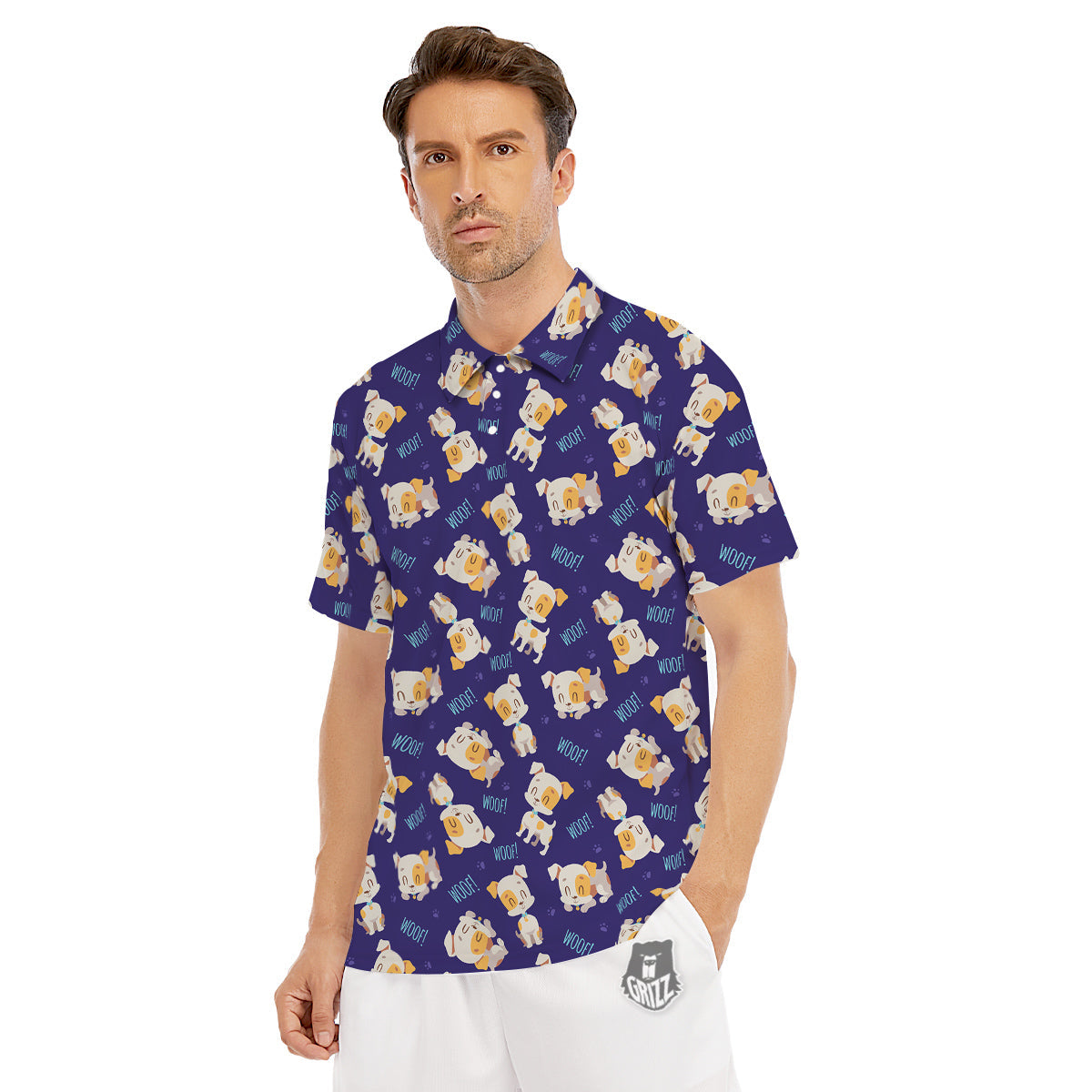 Jack Russell Terrier Cute Print Pattern Men's Golf Shirts-grizzshop