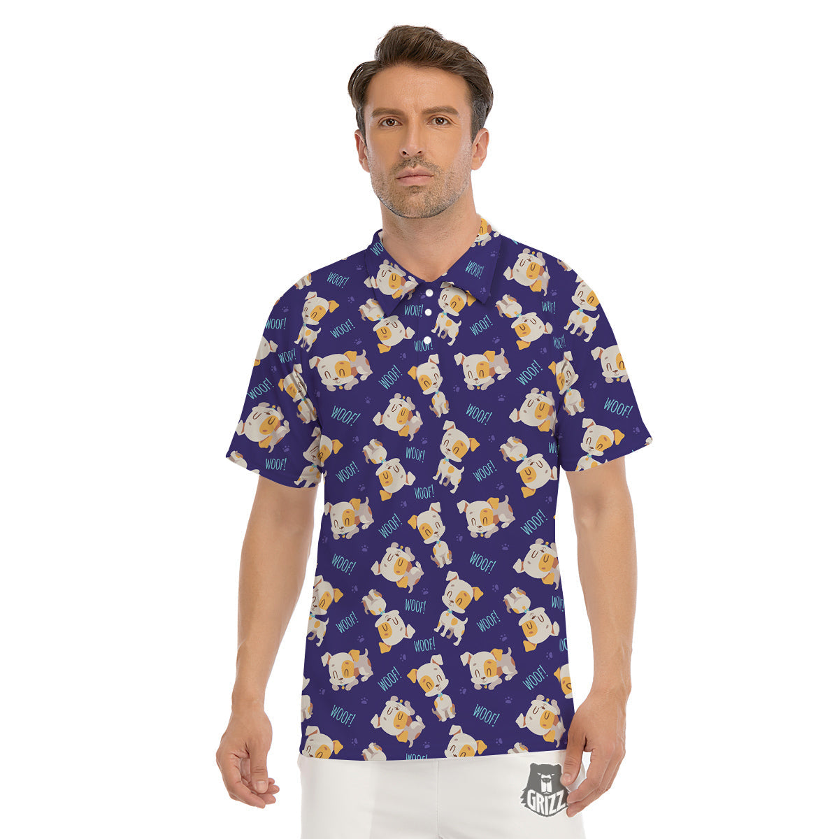 Jack Russell Terrier Cute Print Pattern Men's Golf Shirts-grizzshop