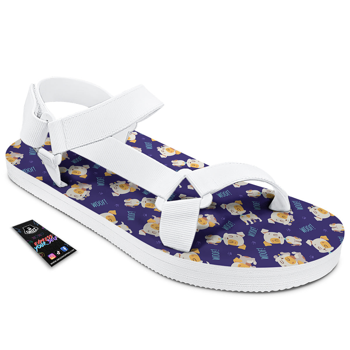 Jack Russell Terrier Cute Print Pattern White Open Toe Sandals-grizzshop