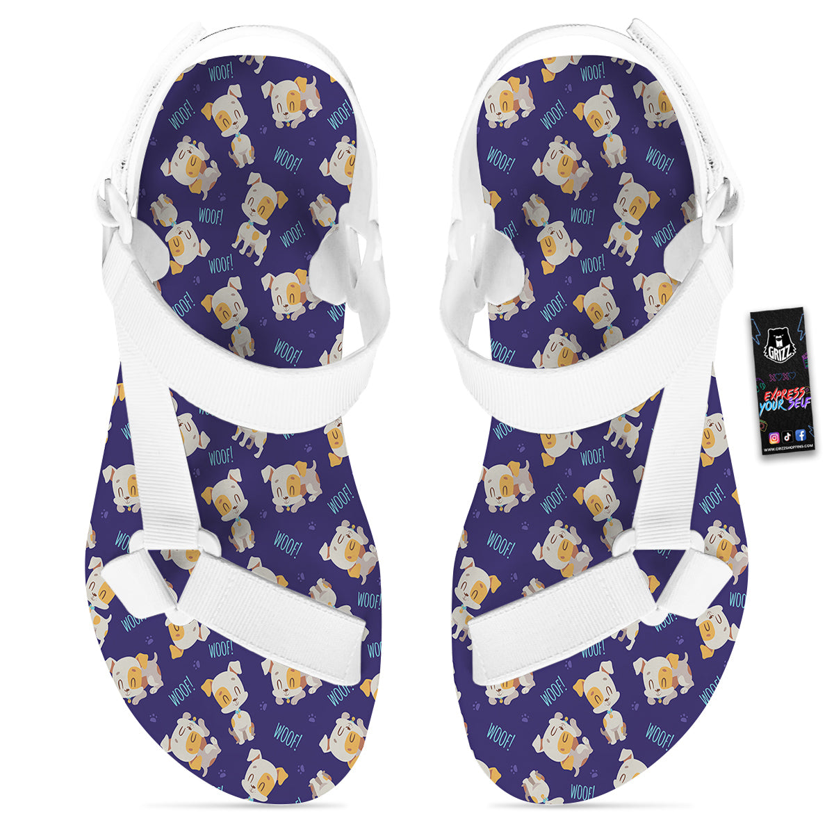 Jack Russell Terrier Cute Print Pattern White Open Toe Sandals-grizzshop