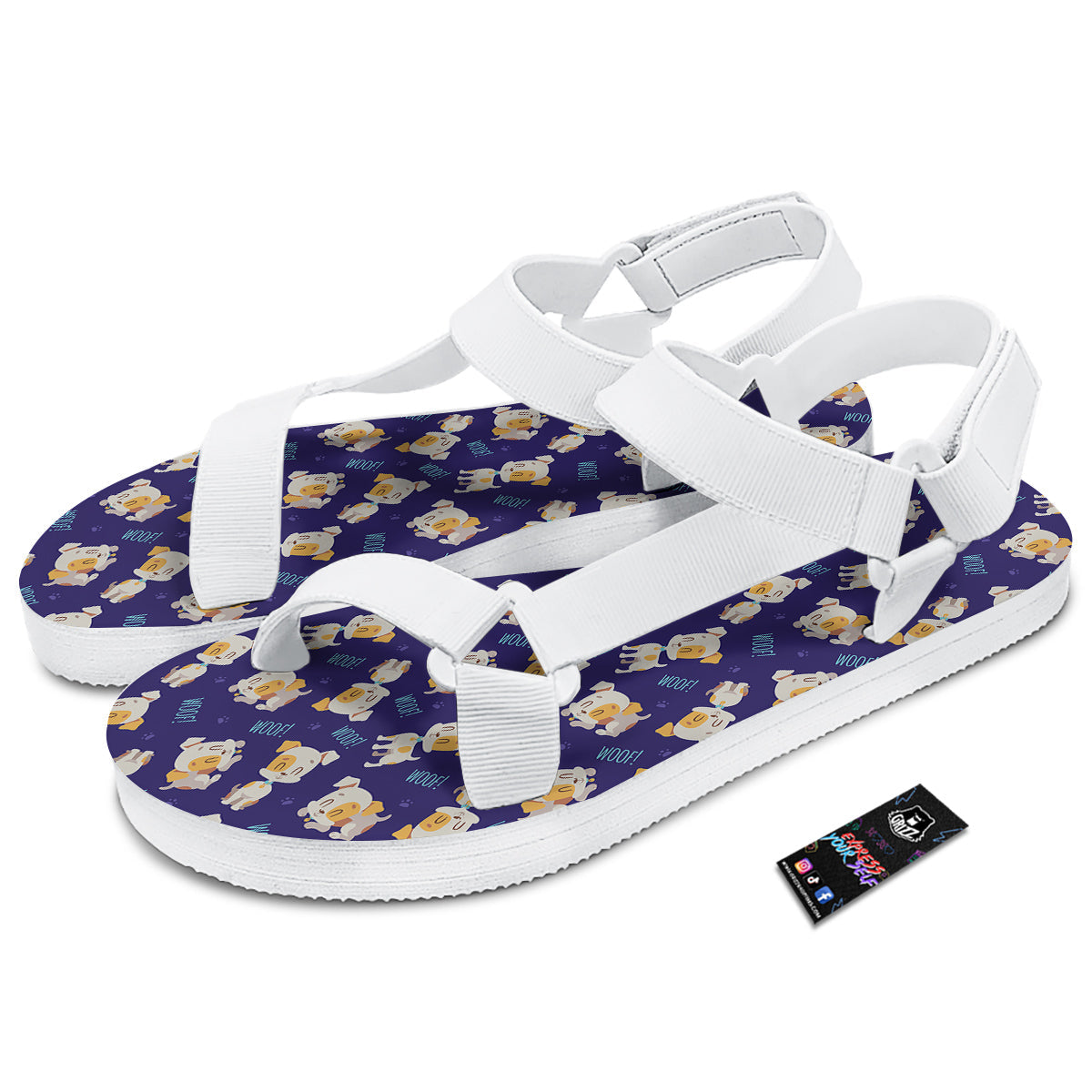 Jack Russell Terrier Cute Print Pattern White Open Toe Sandals-grizzshop