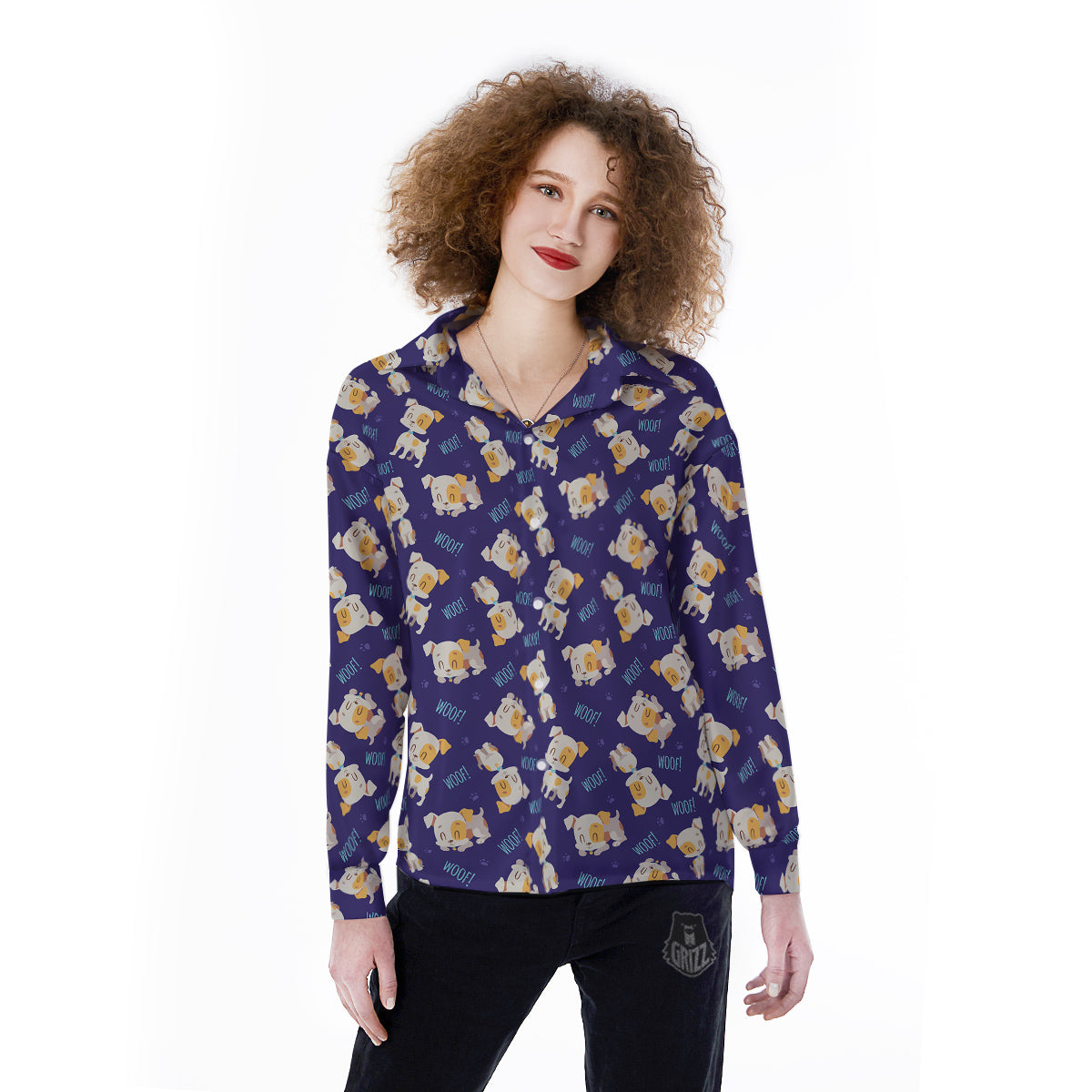 Jack Russell Terrier Cute Print Pattern Women's Long Sleeve Shirts-grizzshop