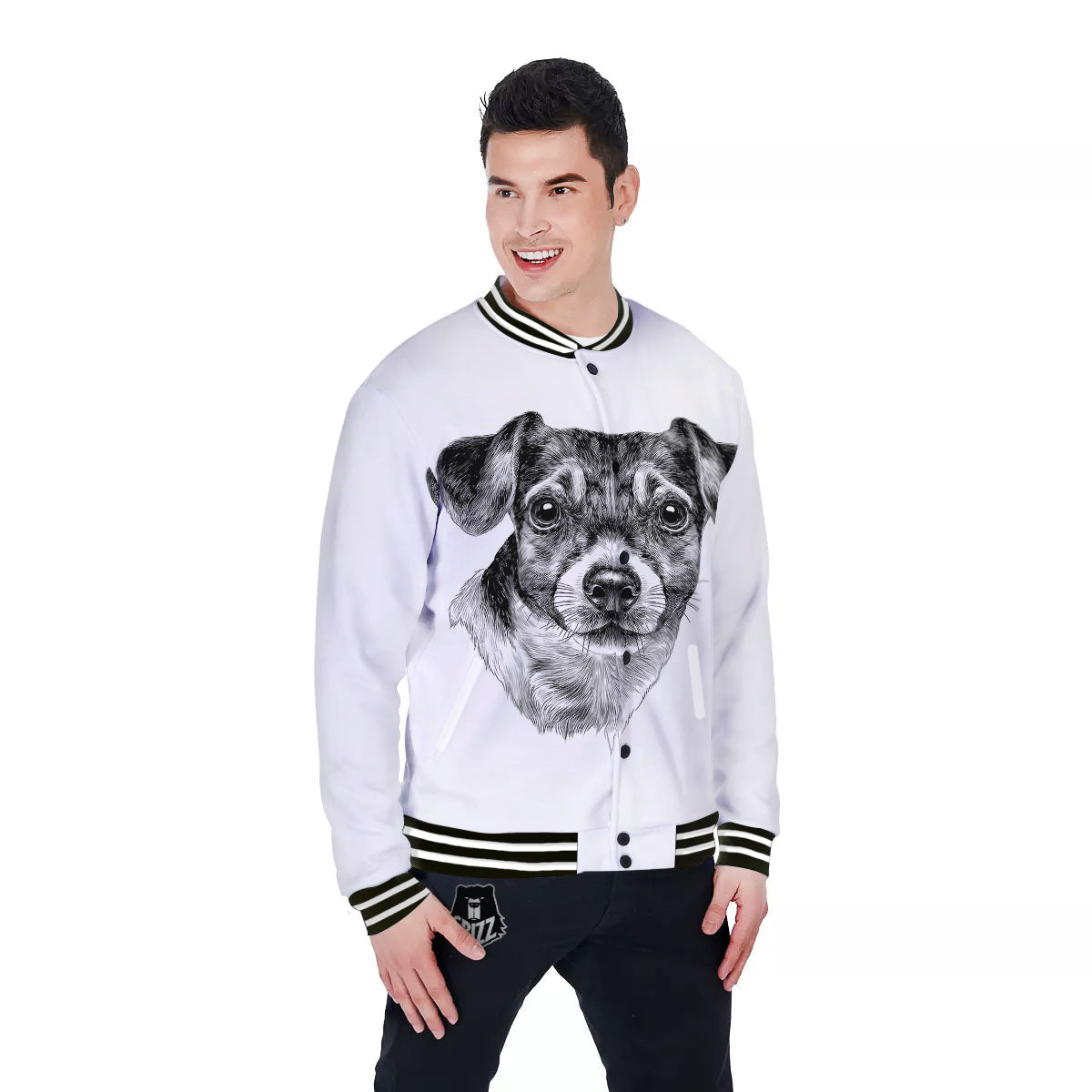 Jack Russell Terrier Drawing Print Baseball Jacket-grizzshop