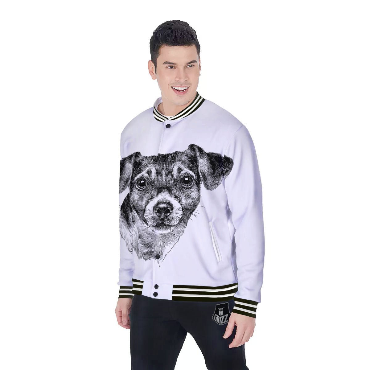 Jack Russell Terrier Drawing Print Baseball Jacket-grizzshop