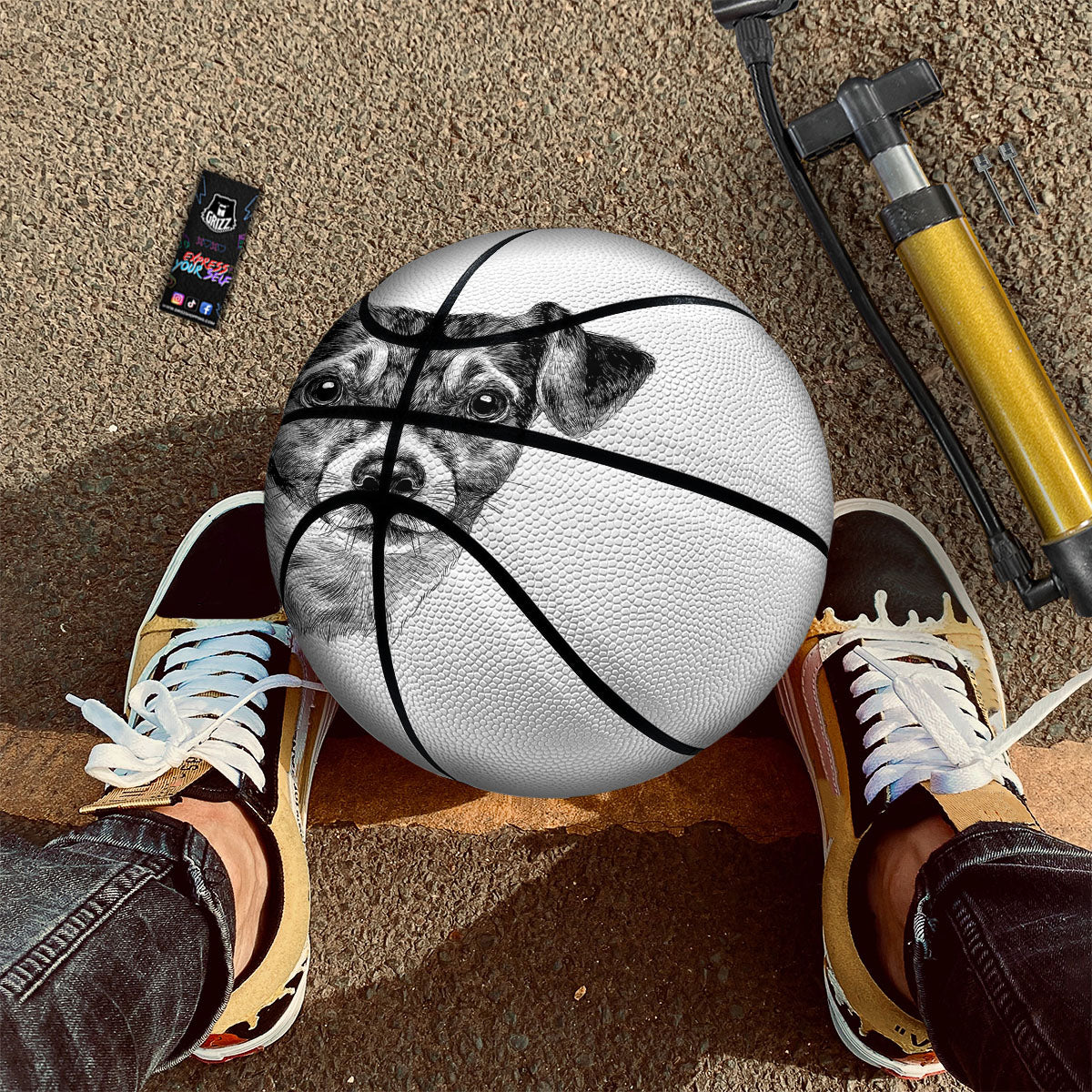 Jack Russell Terrier Drawing Print Basketball-grizzshop