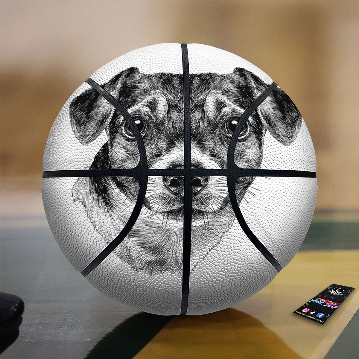 Jack Russell Terrier Drawing Print Basketball-grizzshop