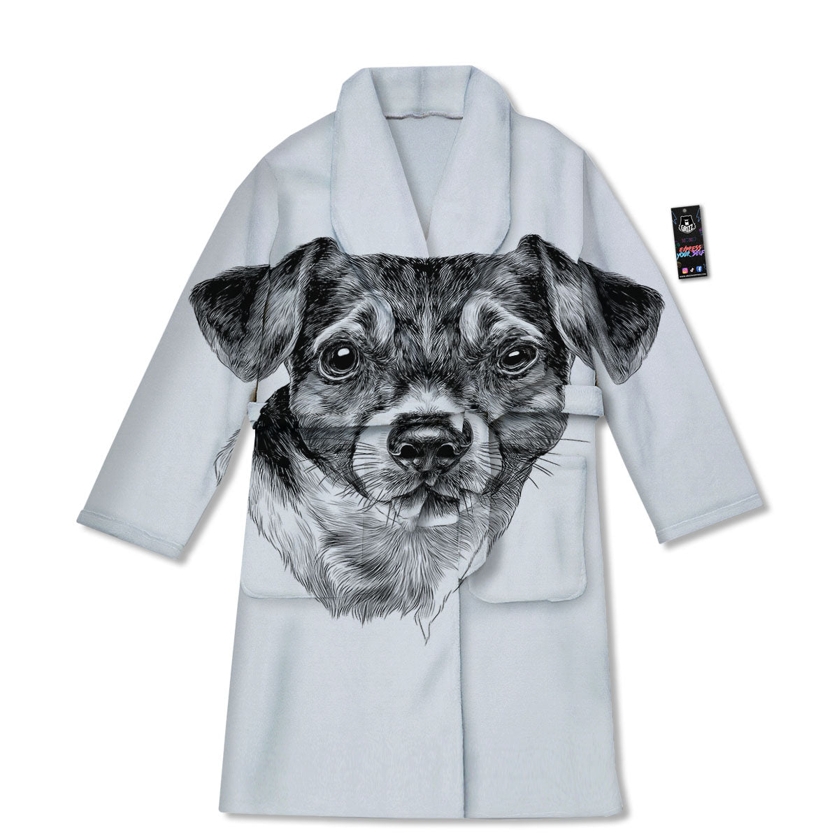 Jack Russell Terrier Drawing Print Bathrobe-grizzshop