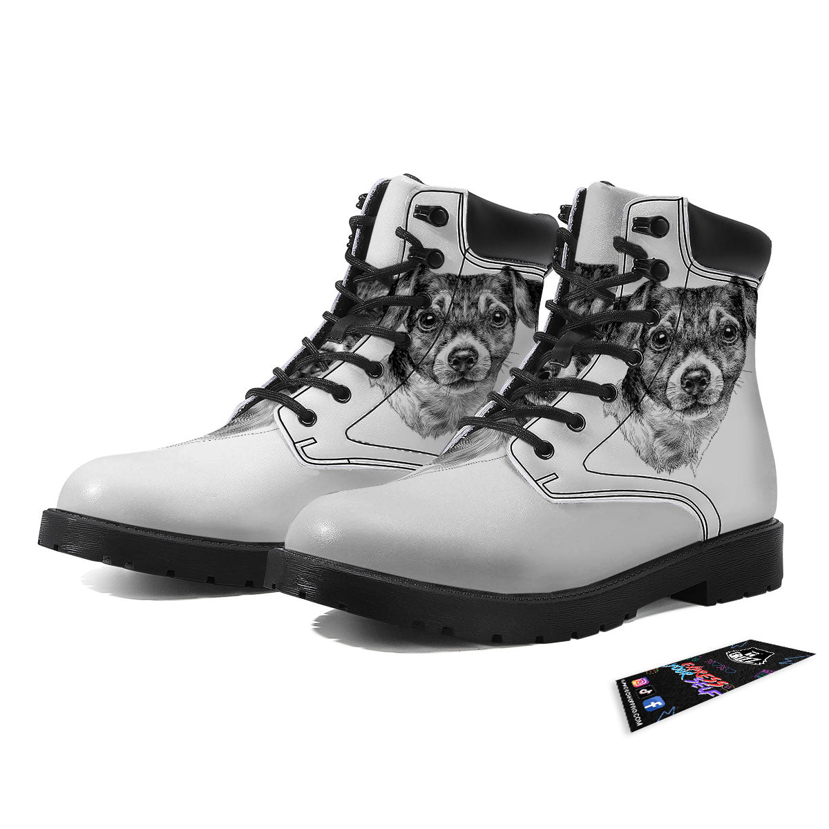 Jack Russell Terrier Drawing Print Boots-grizzshop