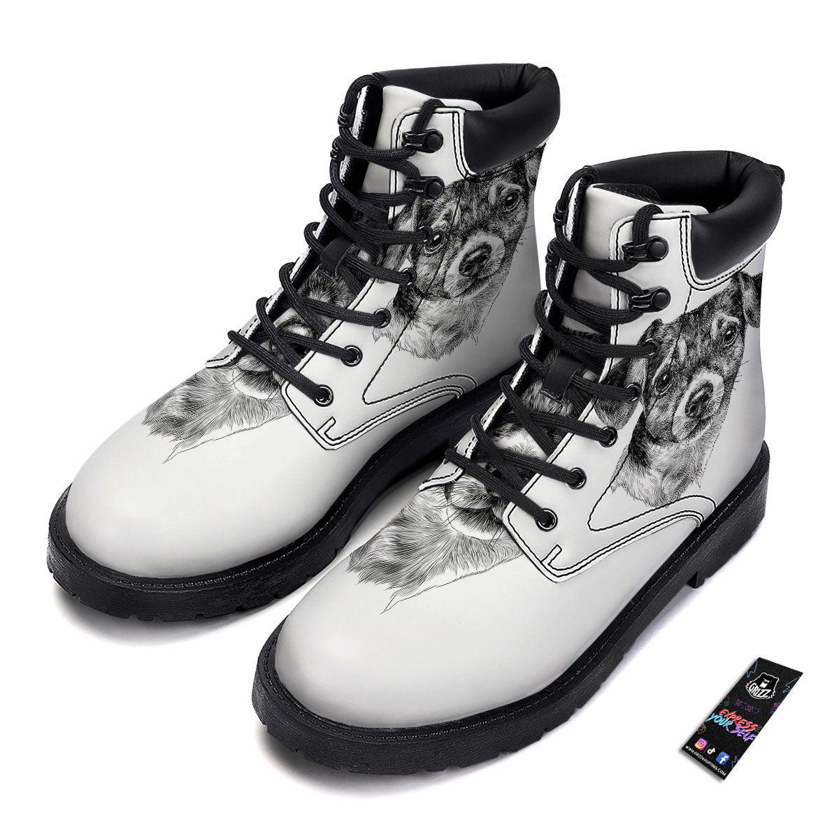 Jack Russell Terrier Drawing Print Boots-grizzshop