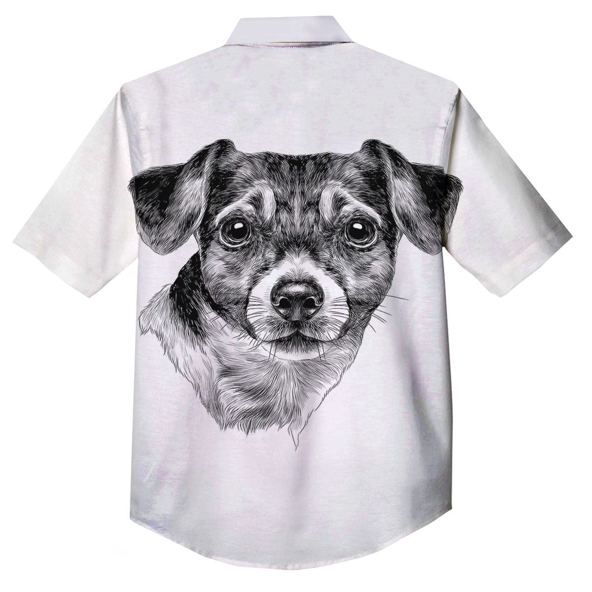 Jack Russell Terrier Drawing Print Button Up Shirt-grizzshop