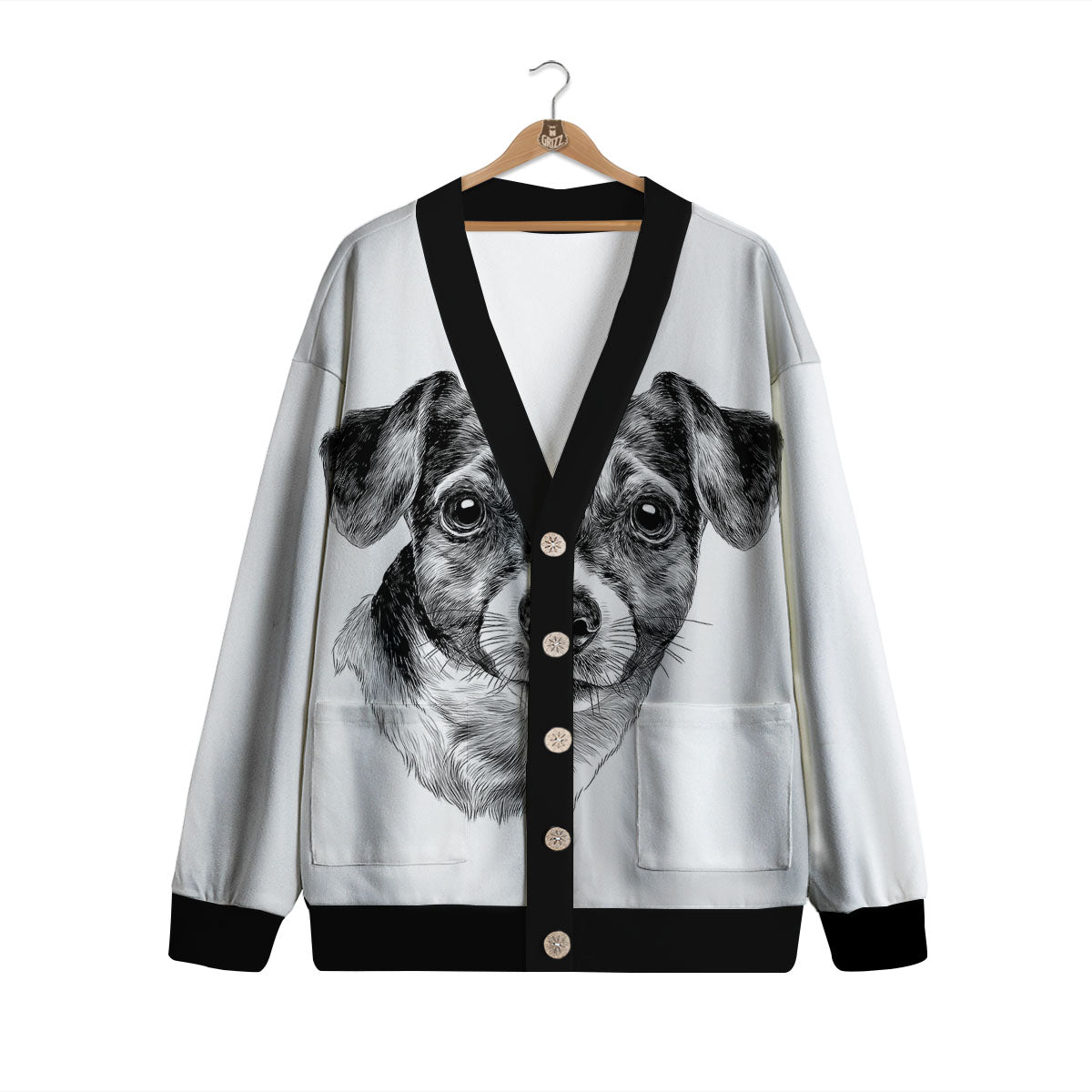 Jack Russell Terrier Drawing Print Cardigan-grizzshop
