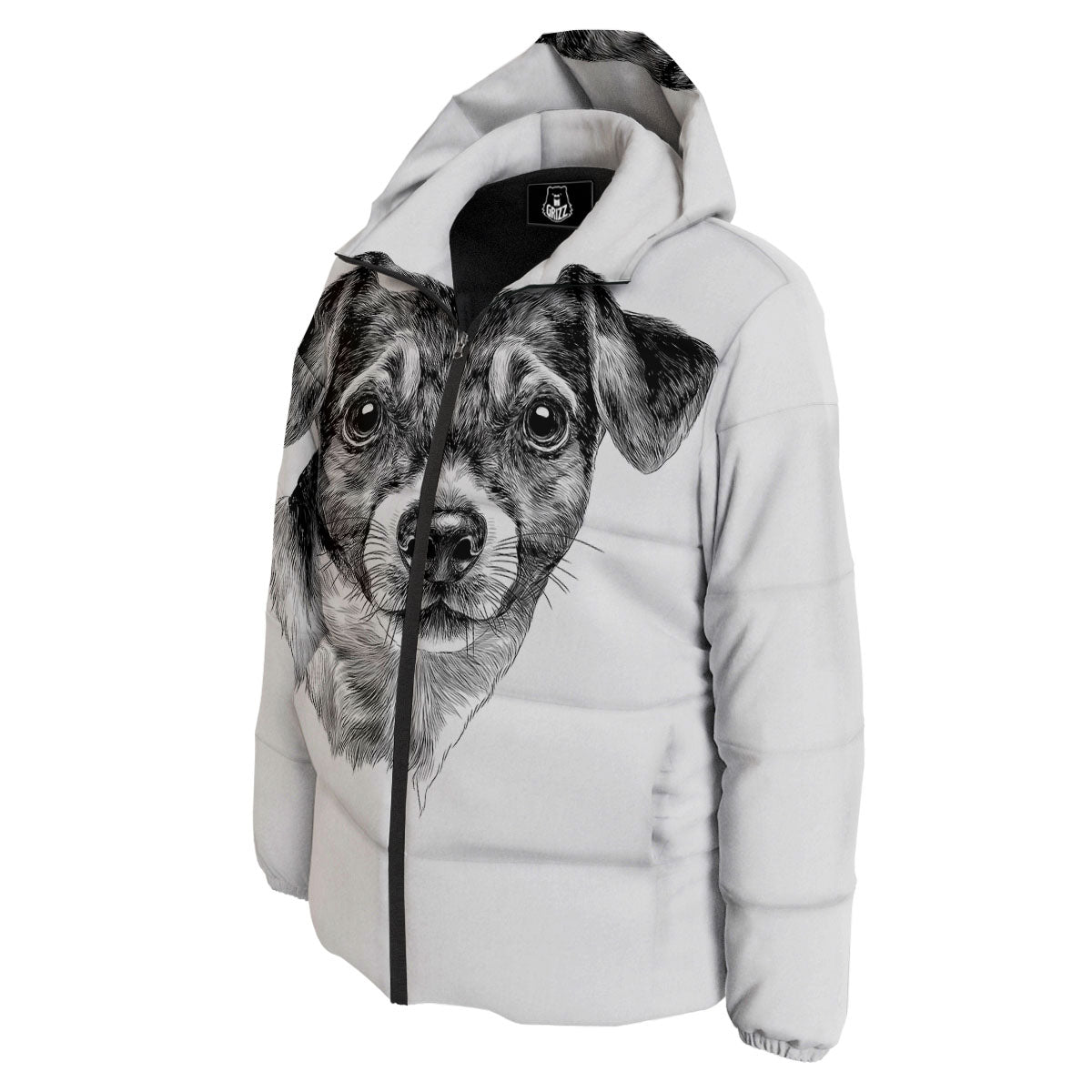 Jack Russell Terrier Drawing Print Down Jacket-grizzshop