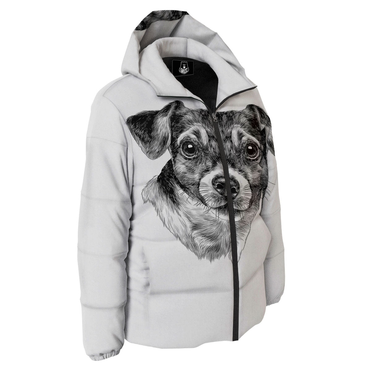 Jack Russell Terrier Drawing Print Down Jacket-grizzshop