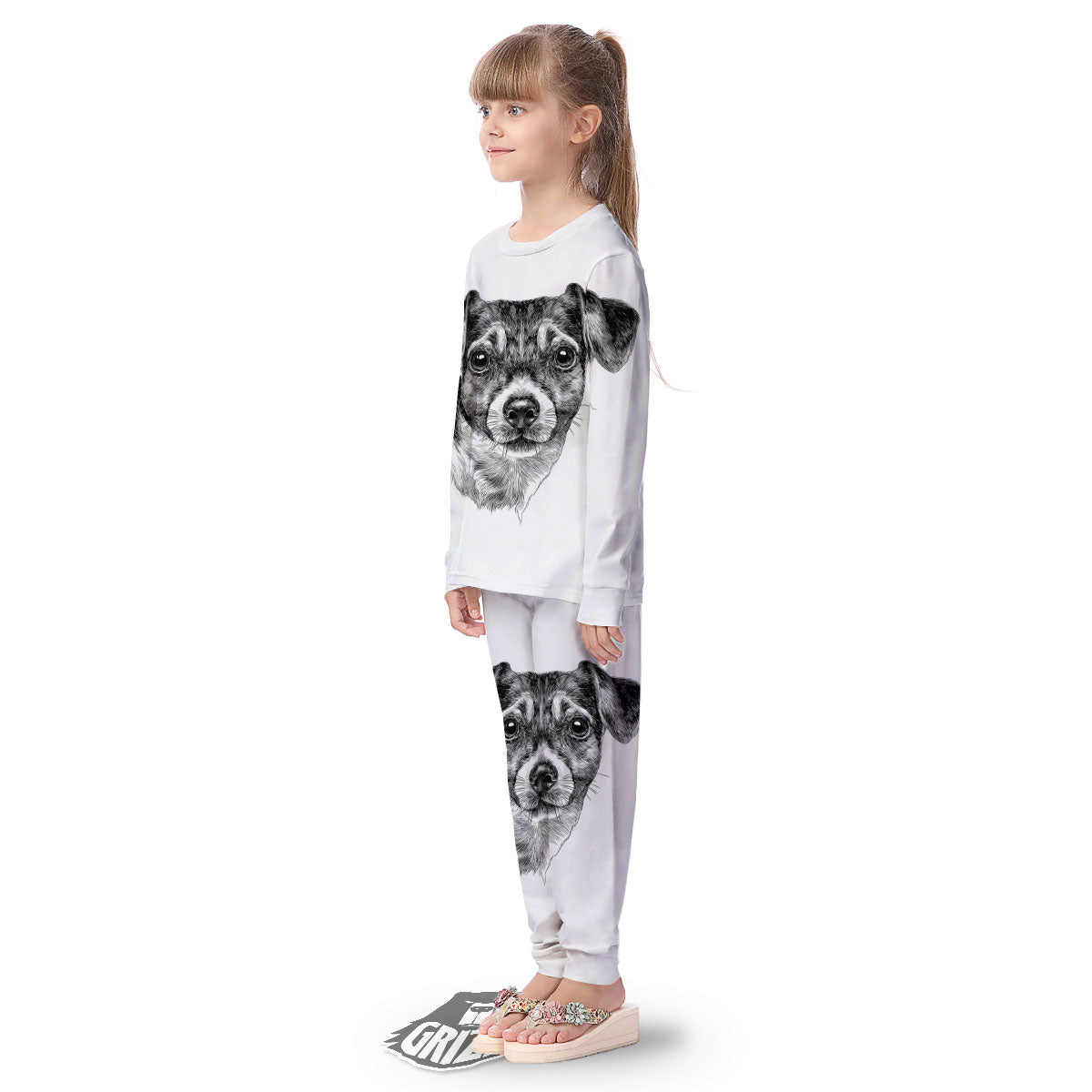Jack Russell Terrier Drawing Print Kid's Pajamas-grizzshop