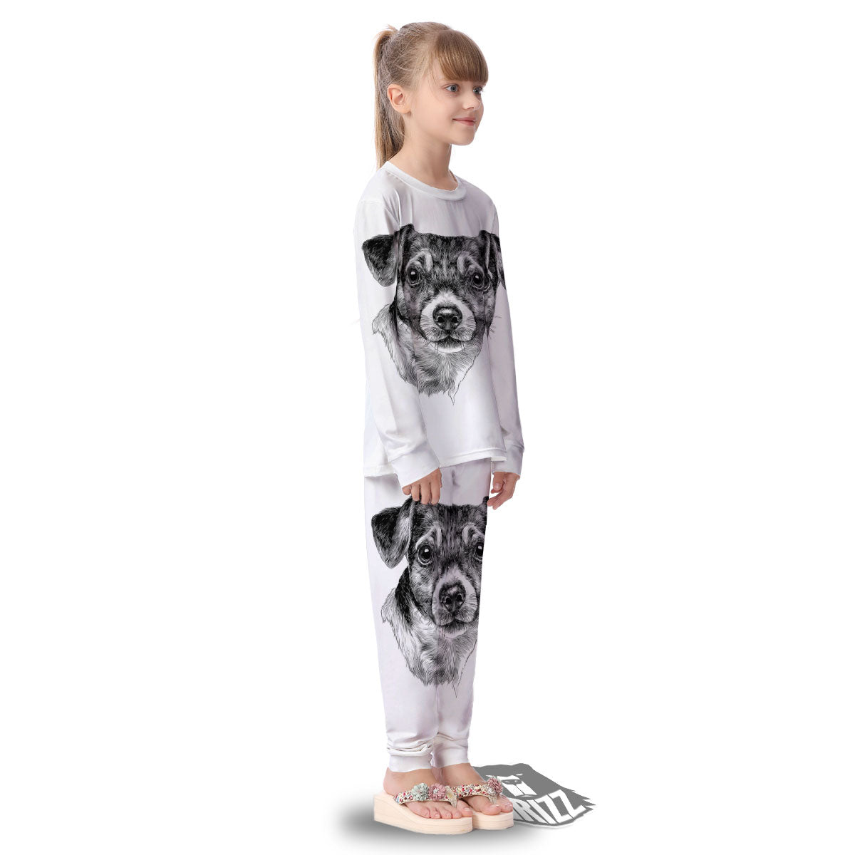 Jack Russell Terrier Drawing Print Kid's Pajamas-grizzshop