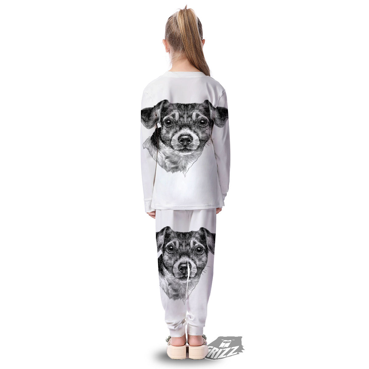Jack Russell Terrier Drawing Print Kid's Pajamas-grizzshop