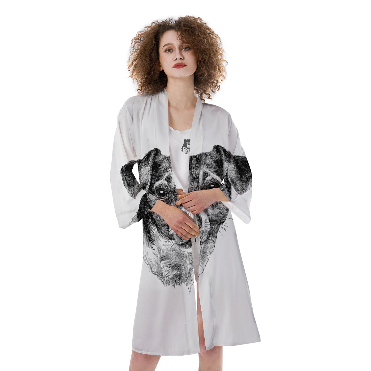 Jack Russell Terrier Drawing Print Kimono-grizzshop