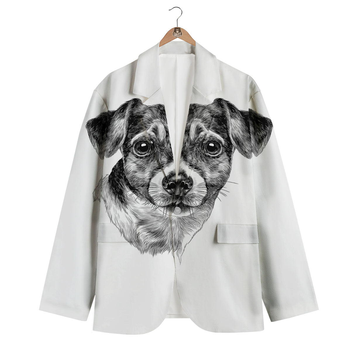 Jack Russell Terrier Drawing Print Men's Blazer-grizzshop
