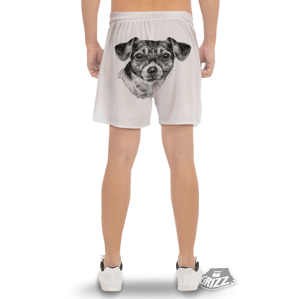 Jack Russell Terrier Drawing Print Men's Gym Shorts-grizzshop
