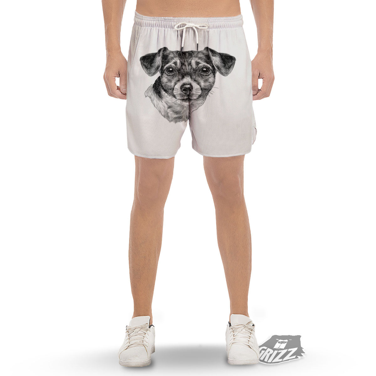 Jack Russell Terrier Drawing Print Men's Gym Shorts-grizzshop