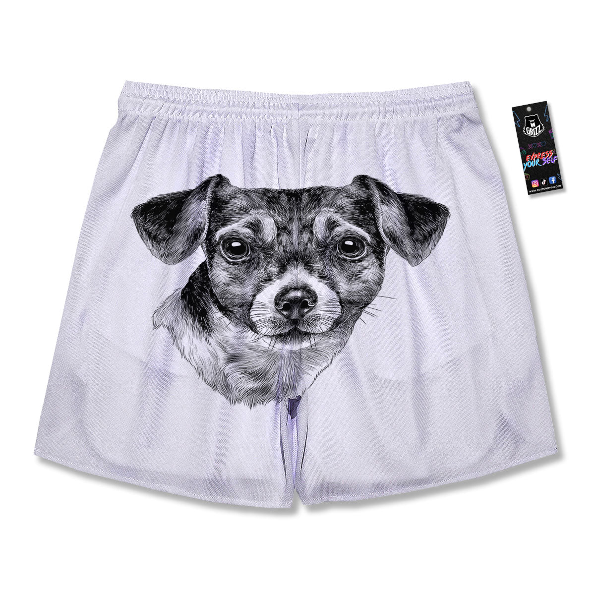 Jack Russell Terrier Drawing Print Men's Running Shorts-grizzshop
