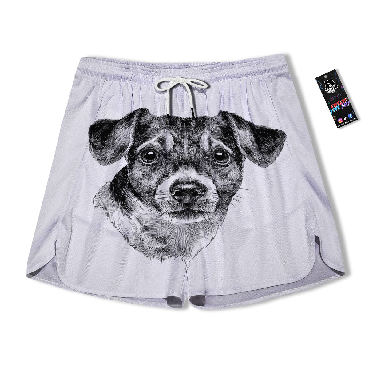 Jack Russell Terrier Drawing Print Men's Running Shorts-grizzshop