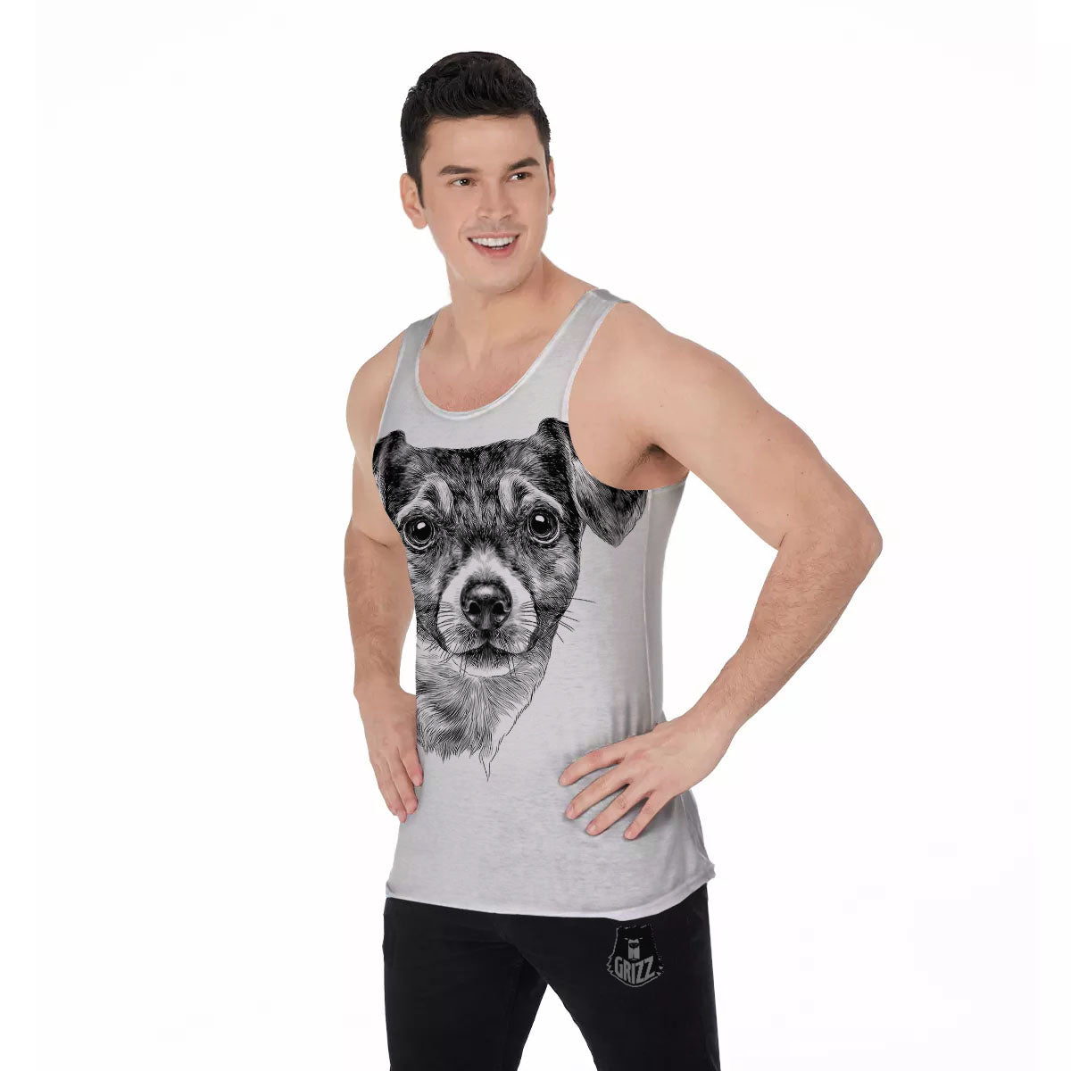 Jack Russell Terrier Drawing Print Men's Tank Top-grizzshop