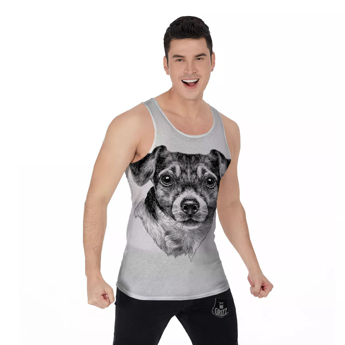 Jack Russell Terrier Drawing Print Men's Tank Top-grizzshop