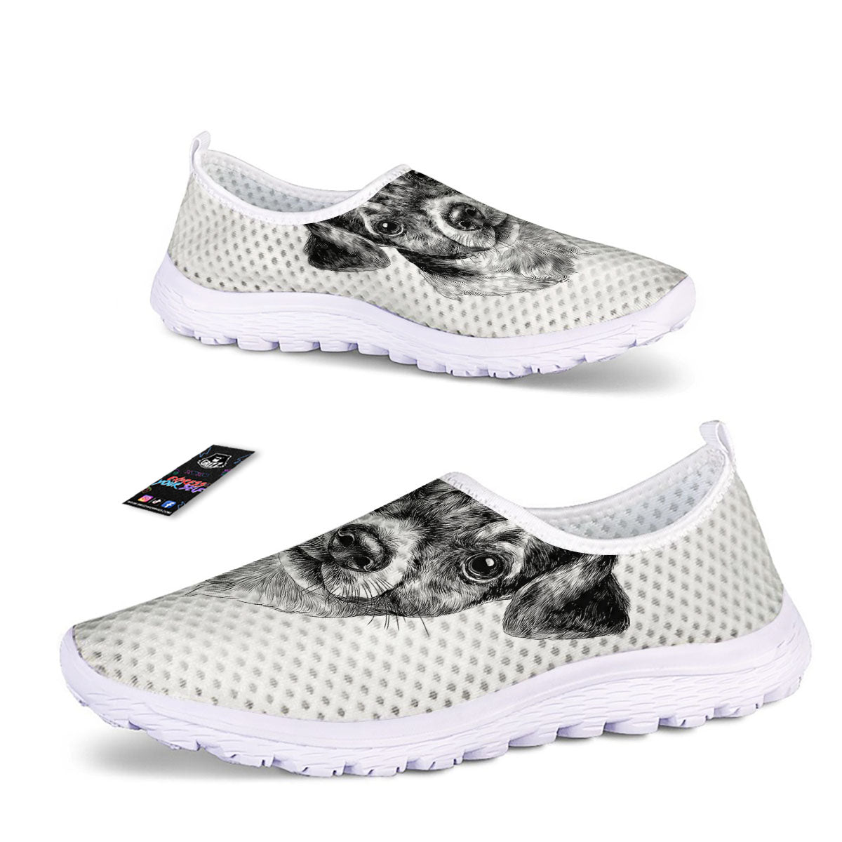 Jack Russell Terrier Drawing Print Nurse Shoes-grizzshop