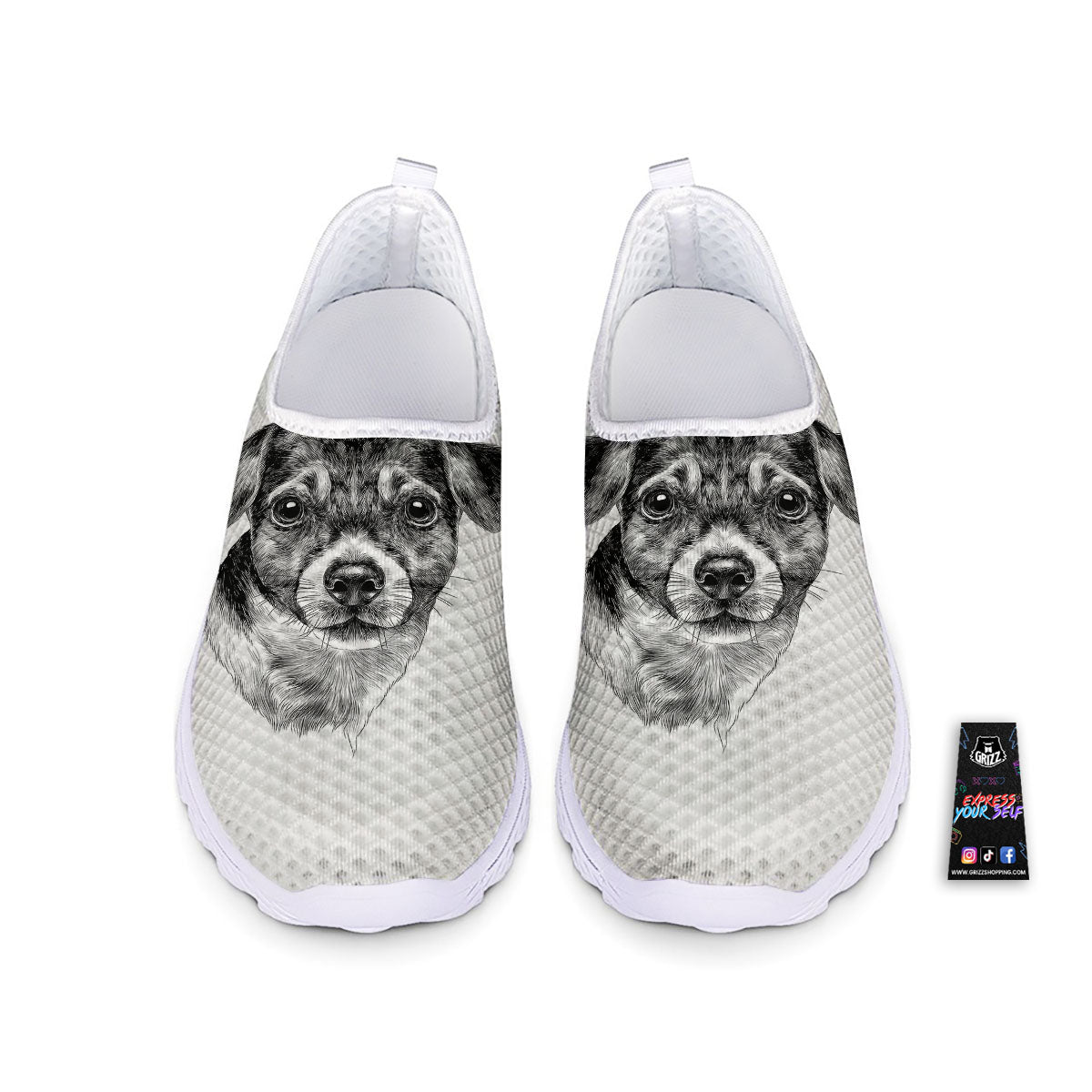 Jack Russell Terrier Drawing Print Nurse Shoes-grizzshop