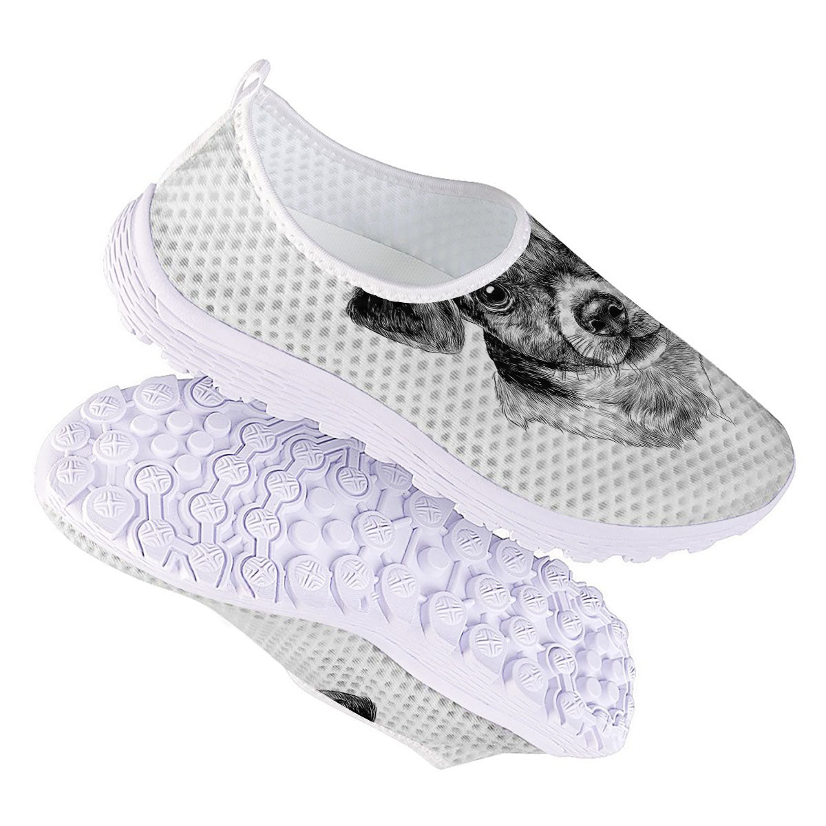 Jack Russell Terrier Drawing Print Nurse Shoes-grizzshop