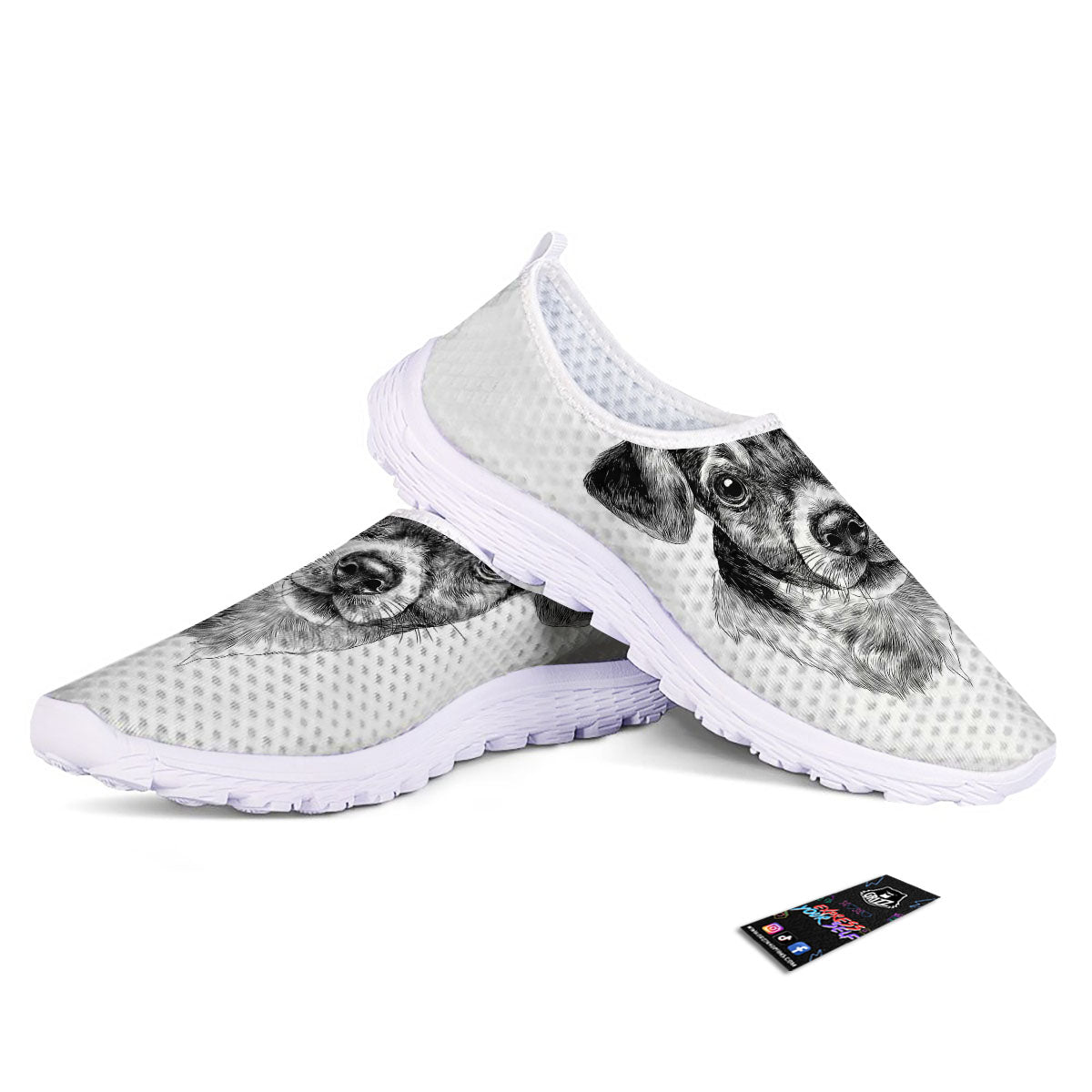 Jack Russell Terrier Drawing Print Nurse Shoes-grizzshop