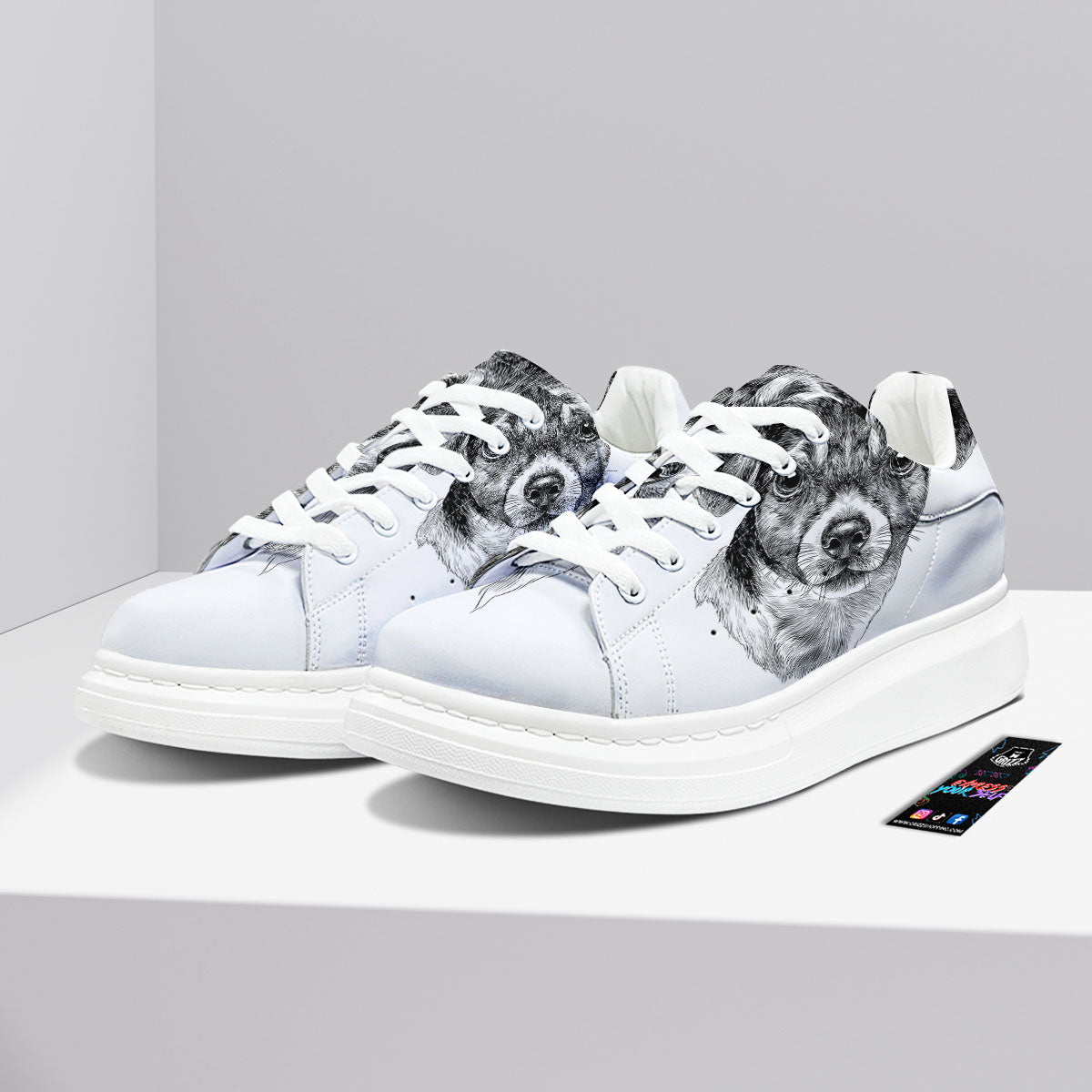 Jack Russell Terrier Drawing Print Platform Shoes-grizzshop